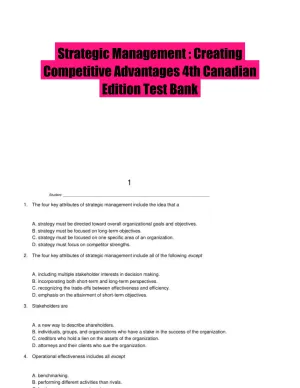 Strategic Management : Creating Competitive Advantages 4th Canadian Edition Test Bank