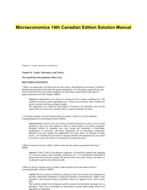 Microeconomics 14th Canadian Edition Solution Manual
