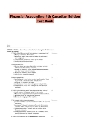 Financial Accounting 4th Canadian Edition Test Bank