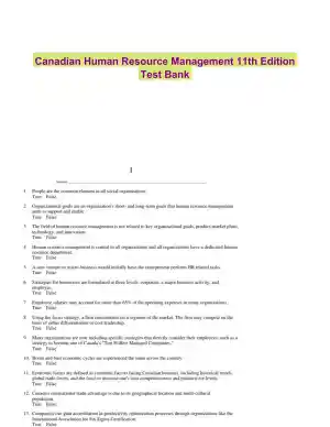 Canadian Human Resource Management 11th Edition Test Bank