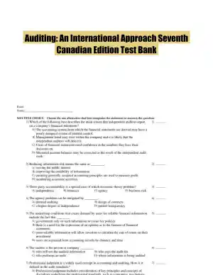 Auditing: An International Approach Seventh Canadian Edition Test Bank