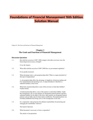 Foundations of Financial Management 16th Edition Solution Manual
