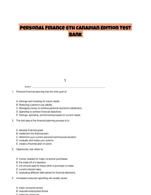 Personal Finance 6th Canadian Edition Test Bank