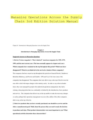 Managing Operations Across the Supply Chain 3rd Edition Solution Manual