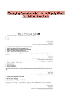 Managing Operations Across the Supply Chain 3rd Edition Test Bank