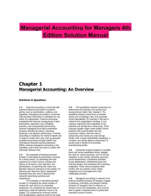 Managerial Accounting for Managers 4th Edition Solution Manual