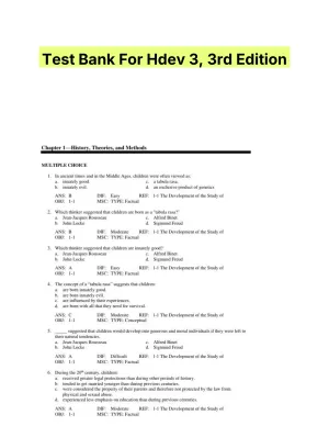 Test Bank For Hdev 3, 3rd Edition