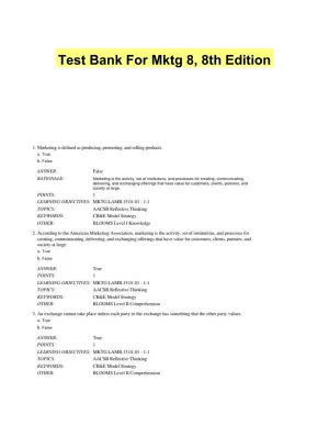 Test Bank For Mktg 8, 8th Edition