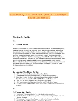 Stationen, 3rd Edition (World Languages) Solution Manual