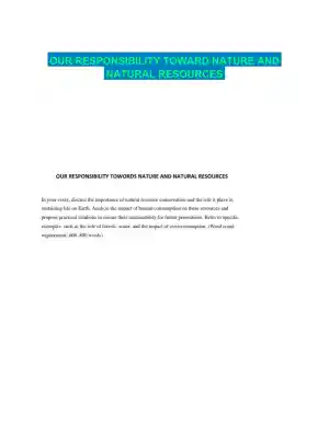 OUR RESPONSIBILITY TOWARD NATURE AND NATURAL RESOURCES