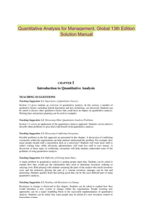 Quantitative Analysis for Management, Global 13th Edition Solution Manual