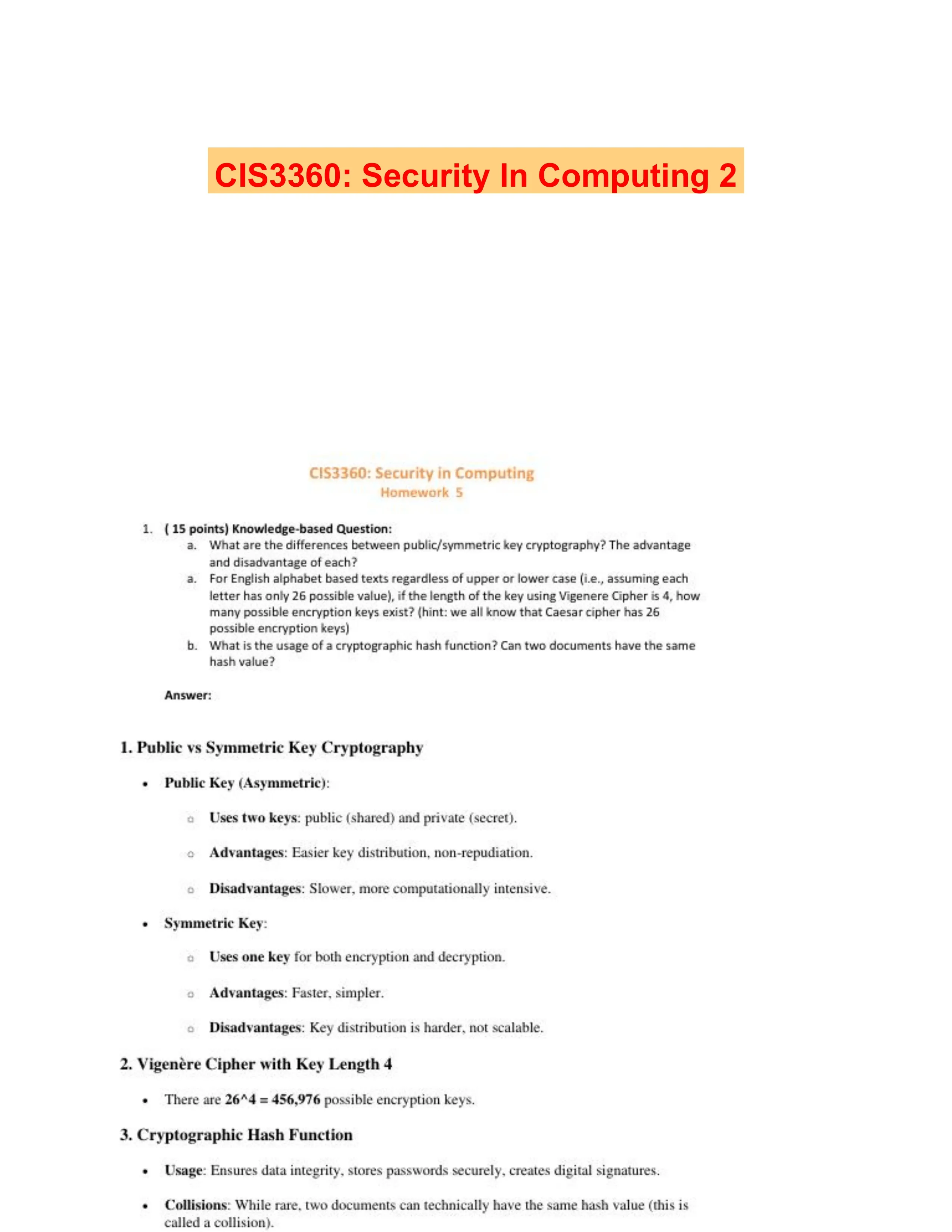 CIS3360: Security In Computing 2