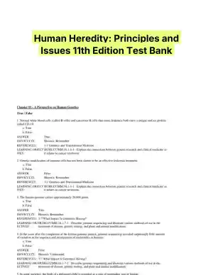 Human Heredity: Principles and Issues 11th Edition Test Bank