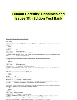 Human Heredity: Principles and Issues 11th Edition Test Bank
