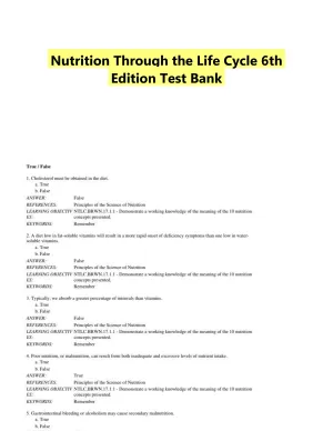 Nutrition Through the Life Cycle 6th Edition Test Bank