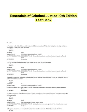 Essentials of Criminal Justice 10th Edition Test Bank