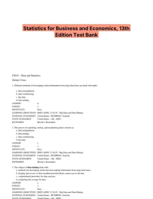 Statistics for Business and Economics, 13th Edition Test Bank