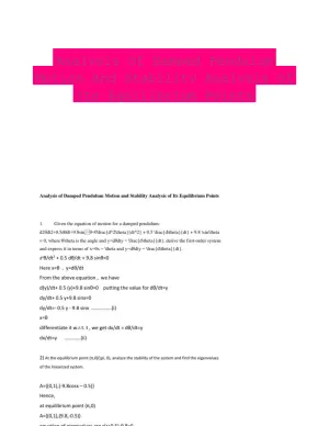 Analysis Of Damped Pendulum Motion And Stability Analysis Of Its Equilibrium Points
