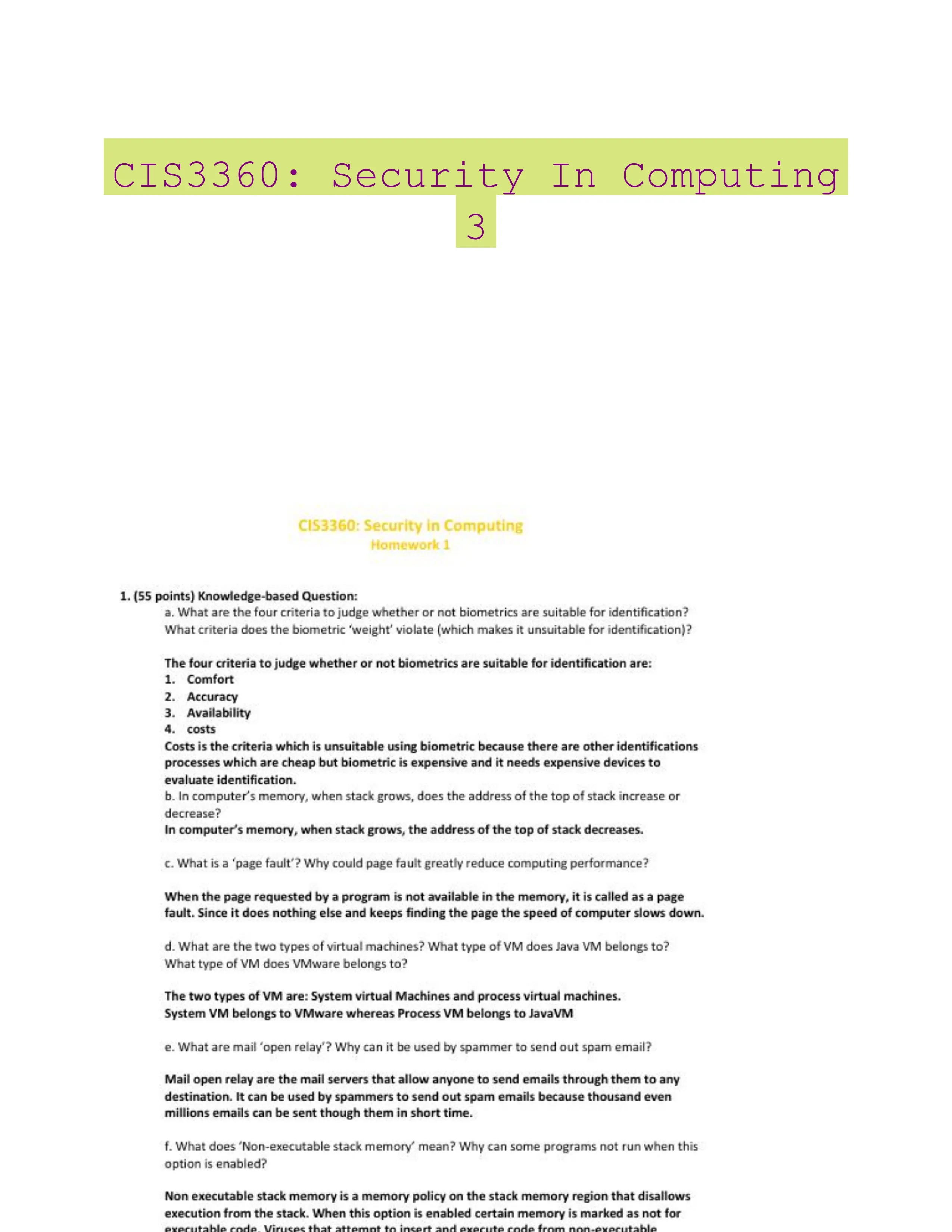 CIS3360: Security In Computing 3