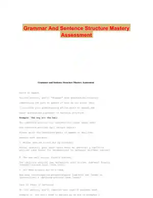 Grammar And Sentence Structure Mastery Assessment