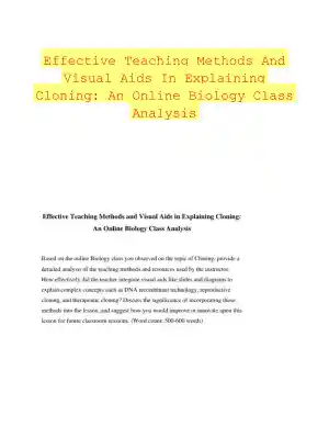 Effective Teaching Methods And Visual Aids In Explaining Cloning: An Online Biology Class Analysis