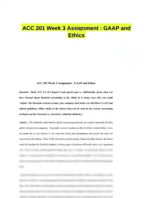 ACC 201 Week 3 Assignment : GAAP and Ethics