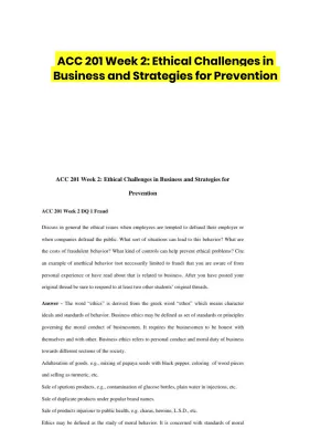 ACC 201 Week 2: Ethical Challenges in Business and Strategies for Prevention