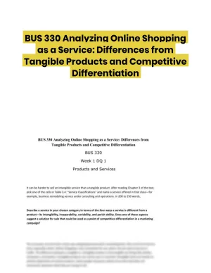 BUS 330 Analyzing Online Shopping as a Service: Differences from Tangible Products and Competitive Differentiation
