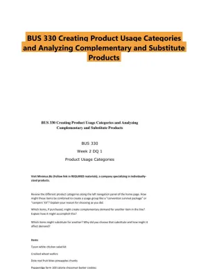 BUS 330 Creating Product Usage Categories and Analyzing Complementary and Substitute Products