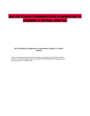 BUS 330 Ethical Considerations in Marketing to Children: A Critical Analysis