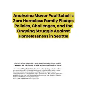 Analyzing Mayor Paul Schell's Zero Homeless Family Pledge