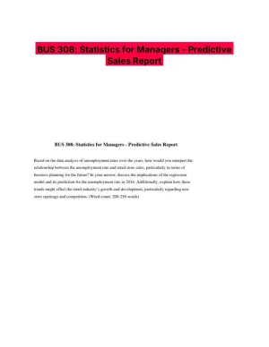 BUS 308: Statistics for Managers - Predictive Sales Report