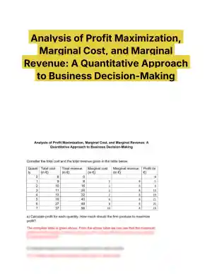 Analysis of Profit Maximization, Marginal Cost, and Marginal Revenue: A Quantitative Approach to Business Decision-Making