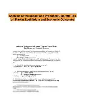 Analysis of the Impact of a Proposed Cigarette Tax on Market Equilibrium and Economic Outcomes