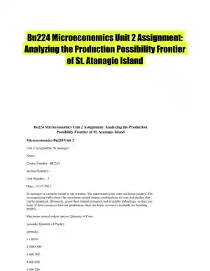 Bu224 Microeconomics Unit 2 Assignment: Analyzing the Production Possibility Frontier of St. Atanagio Island