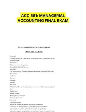ACC 561: MANAGERIAL ACCOUNTING FINAL EXAM