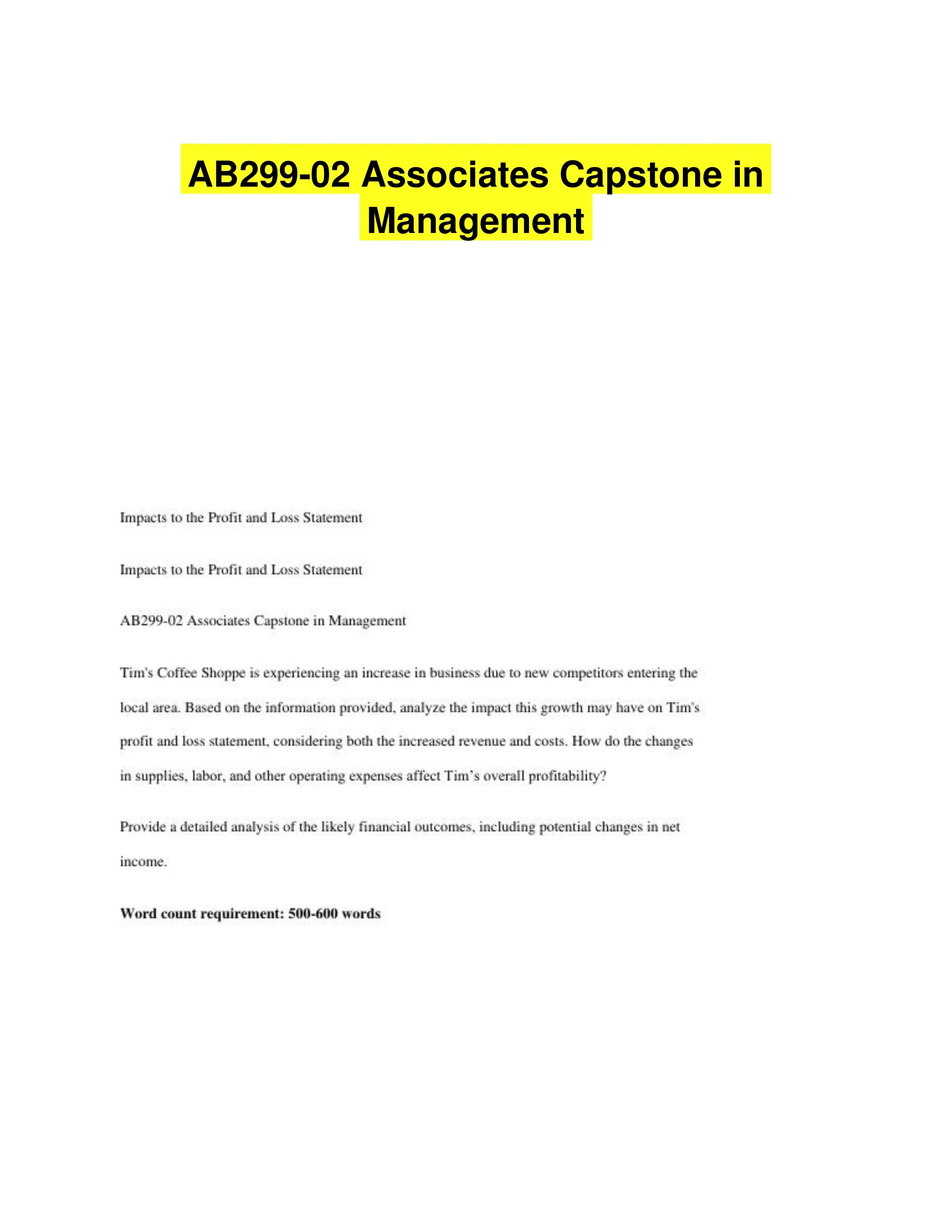 AB299-02 Associates Capstone in Management