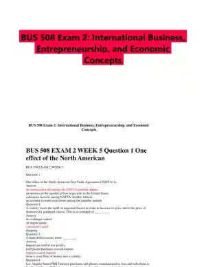 BUS 508 Exam 2: International Business, Entrepreneurship, and Economic Concepts