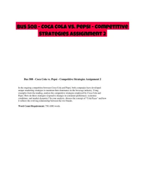 Bus 508 - Coca Cola vs. Pepsi - Competitive Strategies Assignment 2
