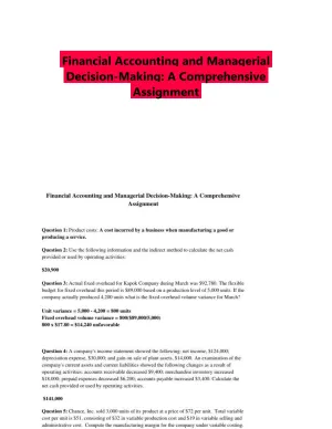 Financial Accounting and Managerial Decision-Making: A Comprehensive Assignment