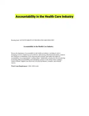 Accountability in the Health Care Industry
