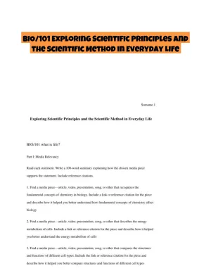 BIO/101 Exploring Scientific Principles and the Scientific Method in Everyday Life