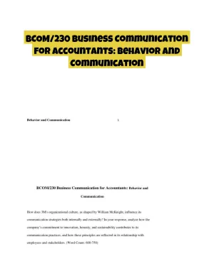 BCOM/230 Business Communication for Accountants: Behavior and Communication