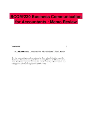 BCOM/230 Business Communication for Accountants : Memo Review