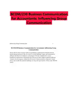 BCOM/230 Business Communication for Accountants: Influencing Group Communication