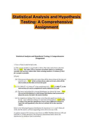 Statistical Analysis and Hypothesis Testing: A Comprehensive Assignment