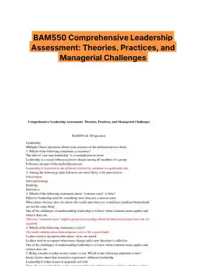 BAM550 Comprehensive Leadership Assessment: Theories, Practices, and Managerial Challenges