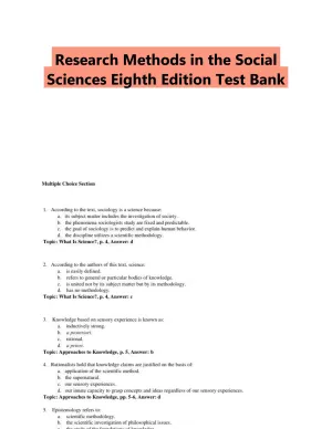 Research Methods in the Social Sciences Eighth Edition Test Bank