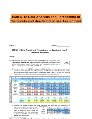 HMKW 12 Data Analysis and Forecasting in the Sports and Health Industries Assignment
