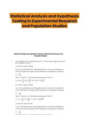 Statistical Analysis and Hypothesis Testing in Experimental Research and Population Studies